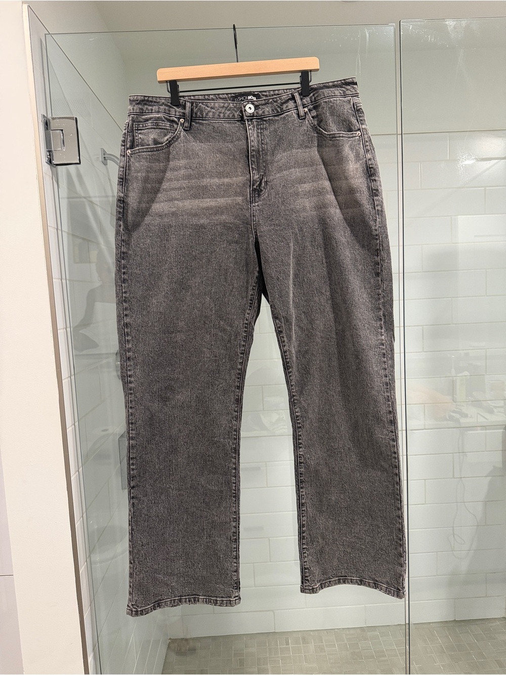 Black Washed Straight-Leg Jeans